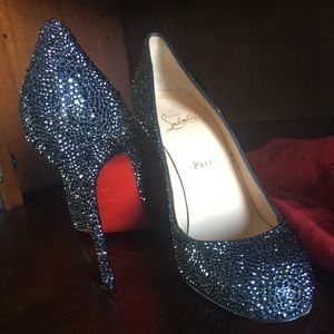 Christian Louboutin Black sparkle 4” heel 39